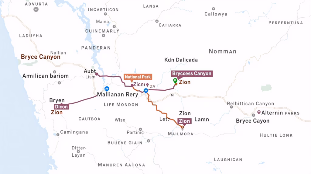 National Park Travel Routes and Transportation - Zion and Bryce Canyon