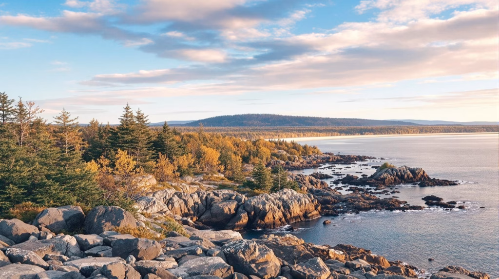 Transportation route details between Portland, Maine and Acadia National Park