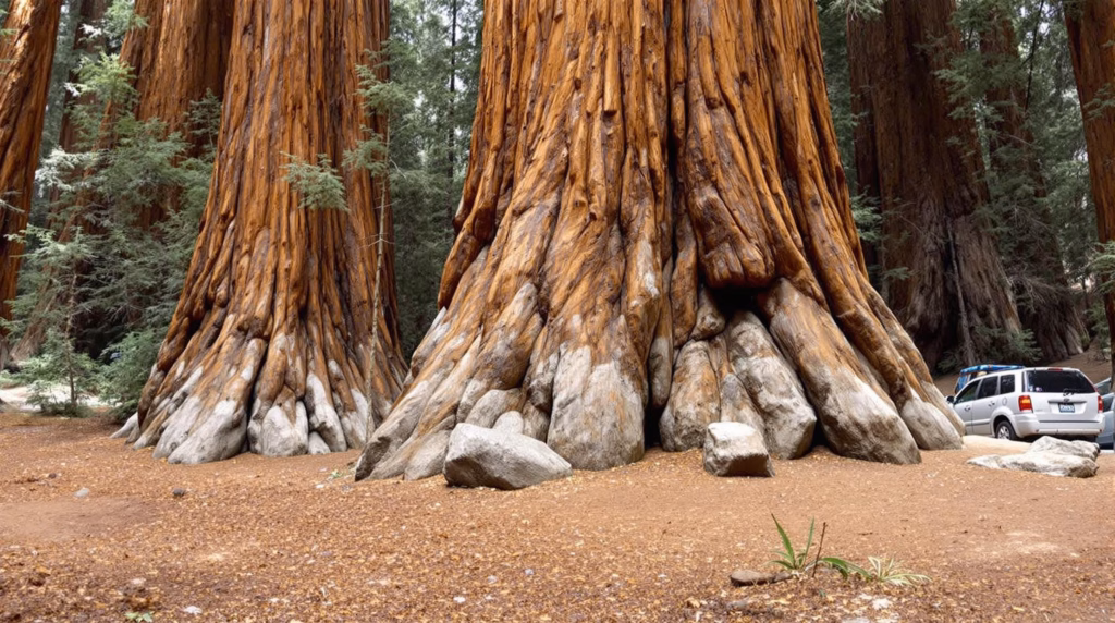Travel route information: Los Angeles to Sequoia National Park driving distances, transportation options, and seasonal access details